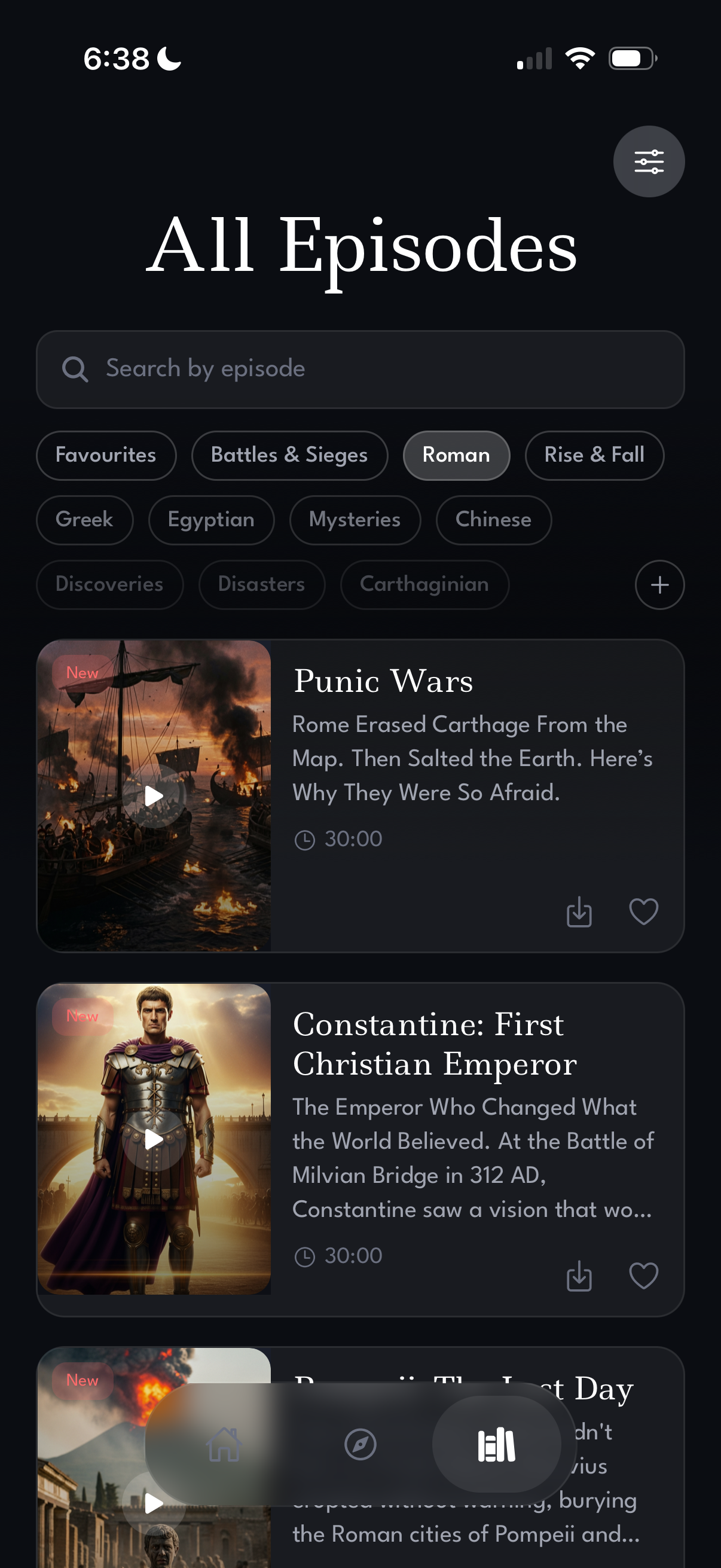 Sleep History all episodes screen on iPhone